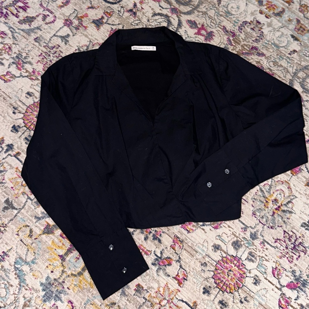 Abercrombie crop top collared blouse dress shirt